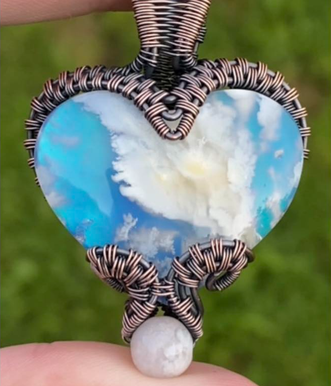 Stunning Plume Aurora Doublet Heart Pendant In Copper